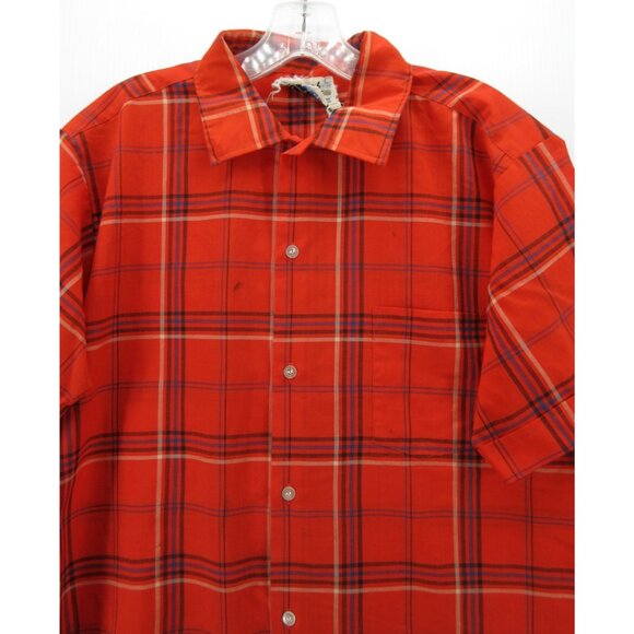 VINTAGE Val Mark Shirt Large Sanforized Button Up Plaid 70s Rockabilly * - Picture 2 of 15